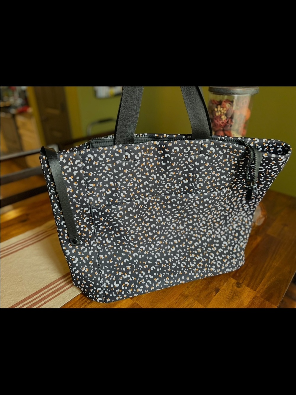 Large Neoprene Black Spotted Duffle Bag - Stylish Everyday Carry